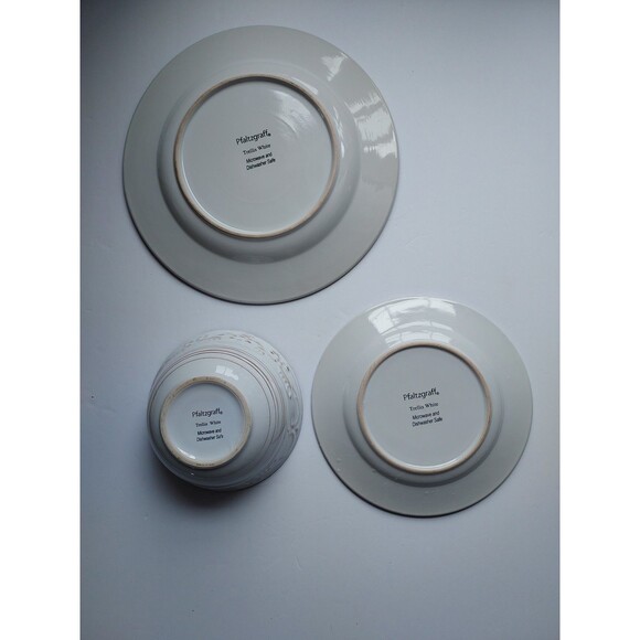 Pfaltzgraff Trellis White Farmhouse 10.5” Dinner, Salad Plate & Bowl Set Of 3 - Picture 2 of 2